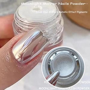 Neta de brillo de uñas 0.5g Silver Fine Fine Metallic Powder 1 Bottled Moonlight Mirror Pigment Dust Gel Gel Polache Cromo Ft56Gh