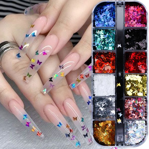 Nail Glitter Paillette Butterfly Sparkly Mirror Slice Art Sequins Holographic Polish Flakes DIY Acrílico para Nails Dust LE1591 230808