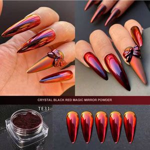 Nail Glitter Red Magic Mirror Crystal Pigment Chroom Poeder Nagels Effect voor Gel Polish Manicure Decoratie 230714