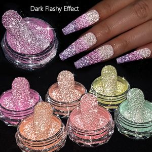 Brillo para uñas Flash reflectante Temperatura en polvo Cambio de color UV Gel Polaco Cromo Pigmento Polvo Decoraciones 230808