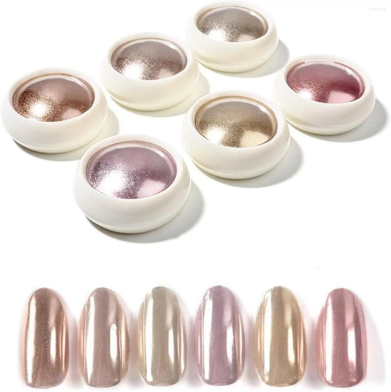 Poudre chromée or Rose pour ongles, 6 couleurs, pots d'ongles irisés, poussière de pigment miroir