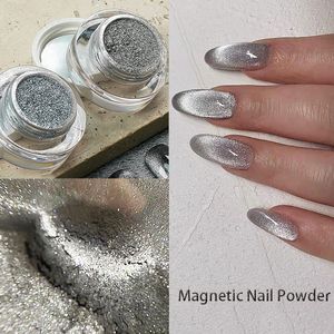 Nail Glitter Silver Cat Magnet Nail Poudre Glitter Nail Shinning Effet Chrome Pigment Poussière Gel UV Vernis Nail Art Décorations 230705