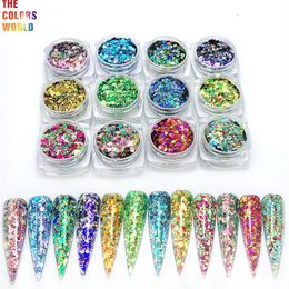 Nagelglitter TCT-379 Laser kameleon shift kleur dikke mix hexagon nagel glitter nagel art decoratie body art make-up tumbler ambachten festival 230302