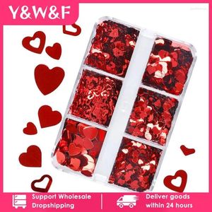 Nagelglitter valentijnen gemengd liefde hart rood vlokjes poeder poeder decoratieve accessoires voor professionele kunstbenodigdheden