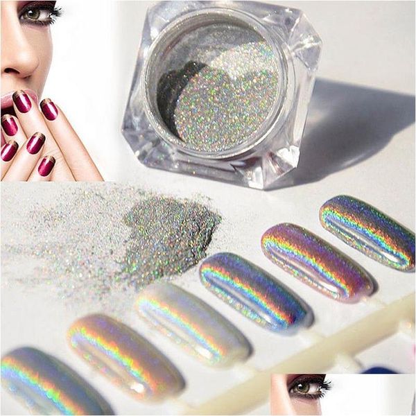 Nail Glitter Wholesale1G Laser Sier Ongles Holographiques Glitters Diy Art Paillettes Chrome Pigment Poussière Brillant Miroir Magique Drop Delivery Dhsxm