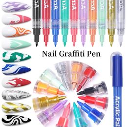 Nail Graffiti Pen 3-delige set 3D Nail Art schilderpen Drie-in-één nagelolie lijmpen DIY Nail Art kan favoriete patronen tekenen 240106