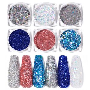 Nagelijs door serie glitter zeshoek paillette pailletten vlokken sprankelende pigment poeder manicure decoratietips