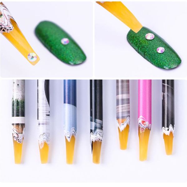 Bijoux à ongles Crayons à ongles Point Pen Sticky Drilling Sticky Pen Paste Stick Beauté DIY Blanc jaune Core Nail Tool F1678