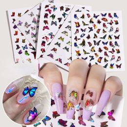 Ongle Laser Butterfly Sticker Ins Wind 3D Autocollant imperméable Autocollant à ongles mignons mignons