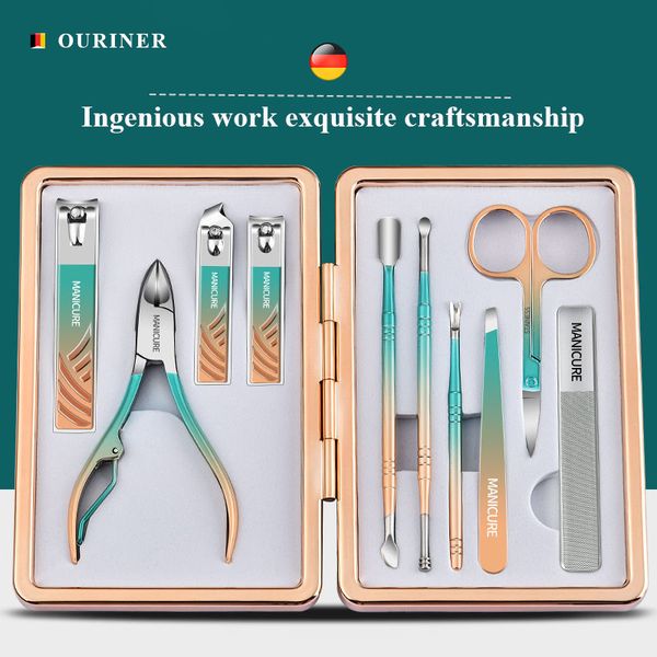 Ensemble de manucure pour ongles 10 en 1 Kit pratique professionnel avec boîtier en alliage d'aluminium Tondeuses en acier inoxydable Outil de soins personnels 230704