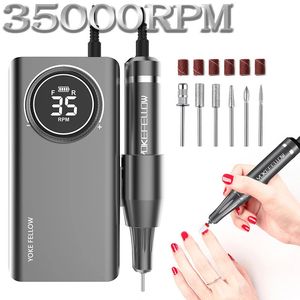 Ensemble de manucure à ongles 35000 tr/min perceuse électrique Portable pour vernis à ongles en gel acrylique ponceuse équipement de Salon d'art Rechargeable 231017