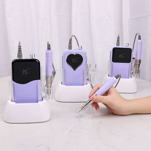 Ensemble de manucure pour ongles 35K Violets Base sans fil de bureau Perceuse électrique 35000rpm Pédicure Batterie rechargeable sans fil Violet 230515