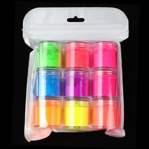 Nail Manucure Set 9 couleurs set Neon Pigment Powder escence Ongles Glitter Summer Shinny Dust Ombre DIY Gel Art Décorations 10ML 230704