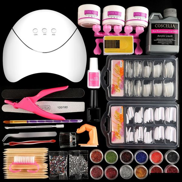 Nail Manucure Set Cosa Acrylique Art Kit FL avec UV LED Lampe Décoration Liquide Tout pour les outils 230211 Drop Livraison Santé Salon de beauté Dhy2U