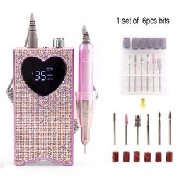 Nail Manicure Set Electric 35000rpm Nails Drill Machine Portable Professional Nail Sander Gel Polish Remover Cordless Manicure Tools 230815