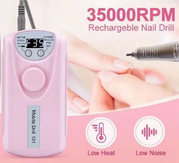 Ensemble de manucure pour ongles, perceuse électrique Portable 35000 tr/min, lime professionnelle Rechargeable pour enlever le vernis Gel 231017