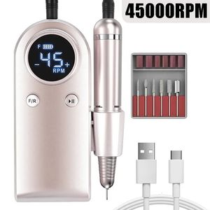 Nail Manucure Set La perceuse à ongles électrique peut charger une machine de découpe manuelle de 45 000 tr/min avec un écran d'affichage LCD, un outil de salon de lime à ongles professionnel 231107