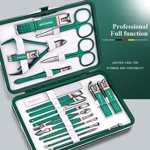 Ensemble de manucure à ongles vert 19 pièces ensemble de manucure avec emballage d'idée Kits d'outils de soin des pieds et du visage professionnels ensembles de coupe-ongles en acier inoxydable cadeau 230425