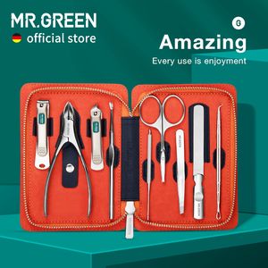 Nagel manicure set mrgreen manicure set 9 in 1 professionele praktische kit met lederen case roestvrij staal nagel knippers persoonlijke verzorgingstool 230425