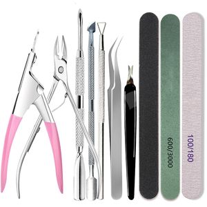 Nail Manucure Set Nail Set Art Sand Files de tampon Sponge Block Bruss Brousser Kit de ciseaux à ongles avec cuticule Nipper Manucure Set Uv Gel Polish Tools 230425