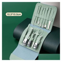 Ensemble de manucure pour ongles, Kit de coupe-ongles portable pour soins des pieds et des mains, pince à cuticules, outil en acier inoxydable avec sac en PU, 1 sur 12 pièces, livraison directe, santé DH10Z