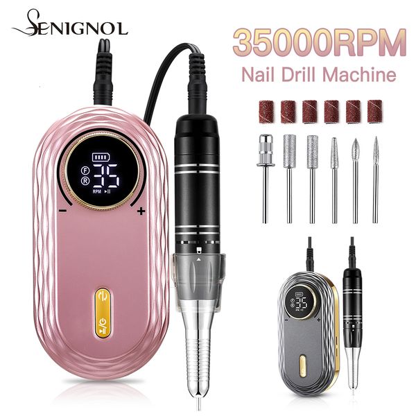 Kit de manucure pour ongles SENIGNOL 35000 tr/min perceuse à ongles écran LCD portable rechargeable pour manucure pédicure outils équipement professionnel pour ongles 230516