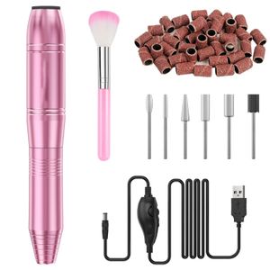 Ensemble de manucure à ongles USB perceuse à ongles électrique Portable lime à ongles électrique outil de polissage outil de traitement pour Kit d'ongles acrylique 231107