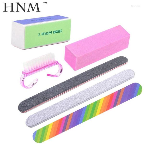 Conjunto de manicura de uñas al por mayor: HNM 6 PCS/Lote Arte Buffer File Buffing Buffing Bloque Bloque de arena Pincel de limpieza de archivos