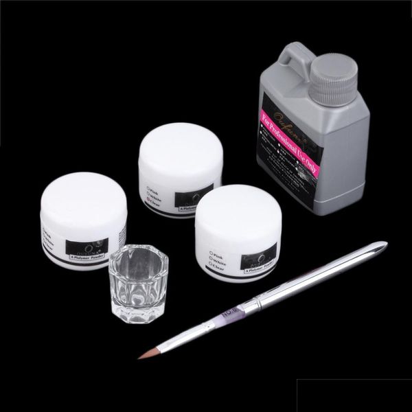 Ensemble de manucure pour ongles en gros Top qualité Portable Nail Art Tool Kit Set Crystal Powder Acrylique Liquide Dap Pen Plat Vente Drop Deliv Dh6Rz