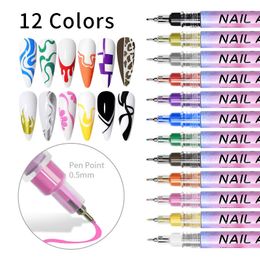 Nagellak 1 set Nail Art-tekenpen Graffiti Nagelverfpen Waterbestendig Trekvoering DHZ 3D abstracte lijn Nail Art Beauty Tool Manicure 231204