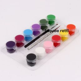 Vernis à ongles 12 couleurs peinture acrylique 2 pièces peinture stylo pinceau Design Nail Art conseils décoration 230921