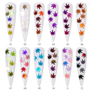 Policose ongle 12 couleurs Maples Feuille décoration paillettes multicolores Decors brillants brillants Set SOYW889