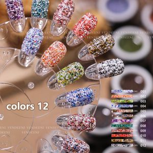 Esmalte de uñas 12 PCS Juego de lana de punto brillo de lana de lana brillante brillo de bricolaje de bricolaje gel UV puntas acrílicas al por mayor 230816