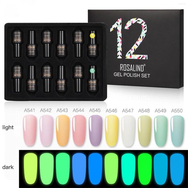 Vernis à ongles 12pc / set Glow-in-the-dark Gel Shining Magnet Long Lasting Uv Soak Off Base Top Coat Multicolore