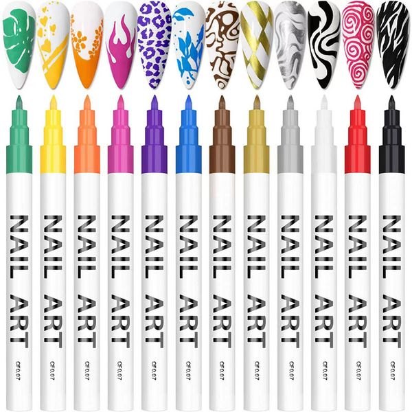 Esmalte de uñas 12 Unids Color 3D Plumas de Esmalte de Uñas Plumas de Dibujo de Puntos de Uñas Pintura Línea de Graffiti Pluma de Dibujo Herramientas de Decoración de Manicura DIY 230711