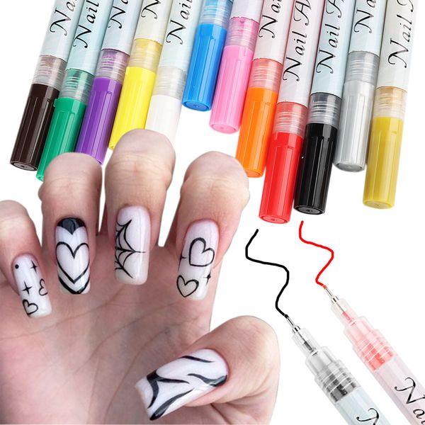 Esmalte de uñas 12 Unids Art Graffiti Pen Set Pintura Marcador Dibujo Liners Gel Barniz Híbrido Material Profesional Manicura NTTY1 230802