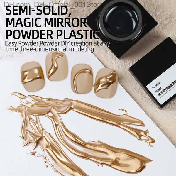 Esmalte de uñas 2023 Nuevo modelo de polvo de espejo mágico semisólido pulido en gel y polvo de uñas de espejo transparente pegamento de uñas inmersión UV LED nail art Z230802