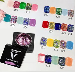 Nagellak 24 kleuren glitter gel pailletten explosie lijm helder reflecterende diamant pequin varnish art tslm1