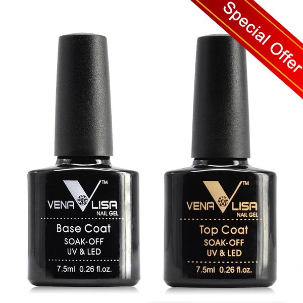 Esmalte de uñas 2 piezas * 7,5 ml Venalisa Color desnudo Base de gel Nowipe Top Coat Soak Off UV LED Gel Esmalte de uñas Cosméticos Nail Art Manicura Barniz de uñas 230923