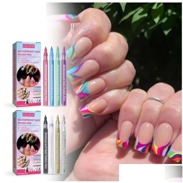 Esmalte de uñas 3D Art Pen Nails Ding Pintado Punteado Plumas impermeables Marcador Drop Entrega Salud Belleza Dhetu