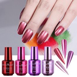 Esmalte de uñas, 4 Uds., juego metálico de 8ml, barnices mágicos, lentejuelas brillantes, efecto semiespejo, laca híbrida de arte UV LED