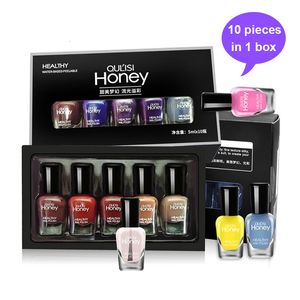 Esmalte de uñas Juego de 5 ml * 10 botellas de esmalte de uñas de secado rápido esmalte de uñas para principiantes a base de agua pelable y desmontable sin luz LED duradera 230718