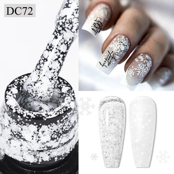 Vernis à ongles 7 ml flocon de neige Gel vernis à ongles UV LED Semi Permanent laiteux blanc rose paillettes neige paillettes Gel ongles Art Design vernis manucure 231123