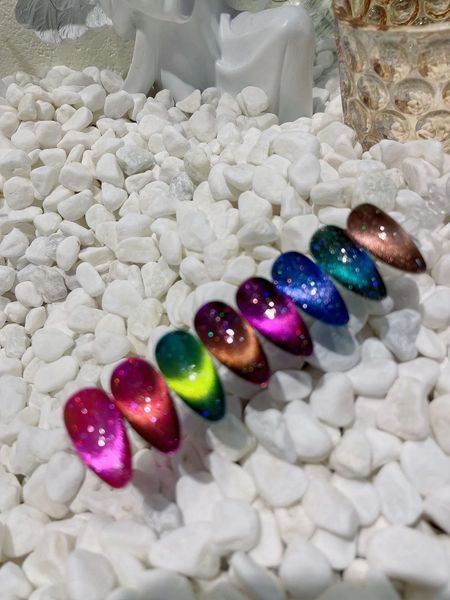 Vernis à ongles 8 couleurs diamant cassé paillettes Laser large œil de chat vernis à ongles brillant galaxie UV vernis gel magnétique yeux de chat pour Nail Art 230928