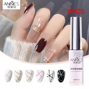 Nagellak 9PCS 12ml Japanse manicure gel nagellak lijm geschilderd Potherapie lijm Glitter Pull Line Hook Nail Art Design 231020