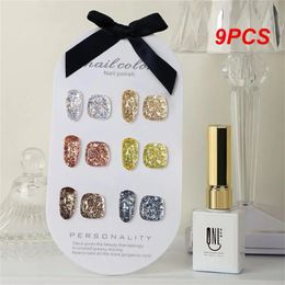 Nagellak 9PCS Glitter Waterbestendig Nail Art Gebroken Pailletten Strobe Nagellijm Nagelbenodigdheden Monochroom De 3 Jaar Nagelgel 231020