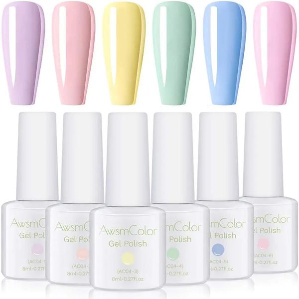 Vernis à ongles AwsmColor Pastel Gel vernis à ongles printemps été Gel vernis Soak Off Gel vernis ensemble lampe à ongles requis Nail Art cadeau 231011