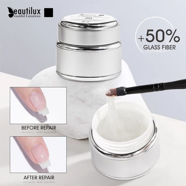 Esmalte de uñas Beautilux Fiber Gel 55g UV Led Constructor de fibra de vidrio para reparar uñas rotas Geles de construcción semipermanentes 231012