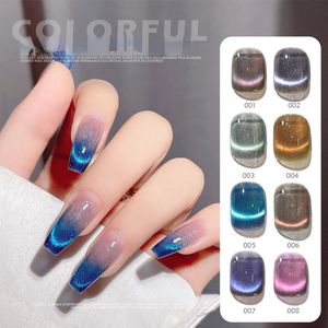 False Nails Blue Crystal Cat Eye Rainbow Magnetic Gel Glue Variety Art Shiny Varnish UV for Design 230425