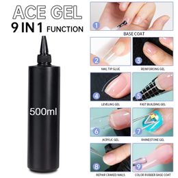 Esmalte de uñas BOZLIN 500 ml Ace Gel 9 en 1 Gel de pegamento para uñas Espesor transparente Base de goma Gel Soak Off Nail Art Función Gel Barniz 231020